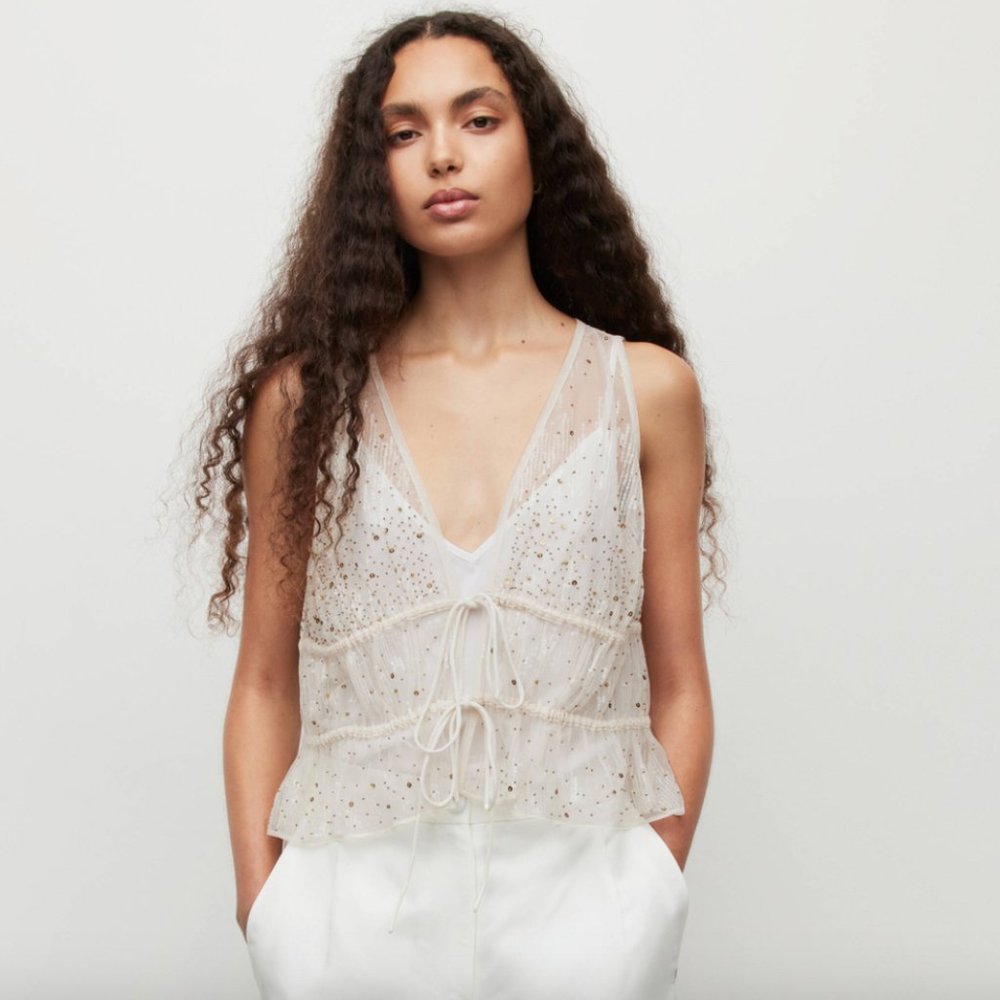 NWT All Saints Robyn Embellished Top Size 0